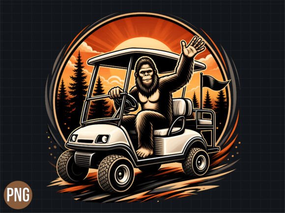 Download Bigfoot Golf Cart Retro PNG T-Shirt - Retro Collection