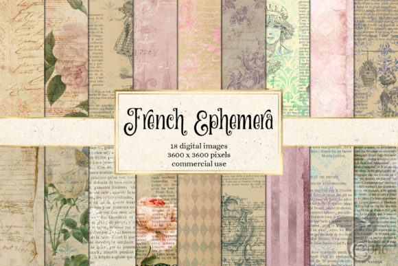 Download French Ephemera Digital Paper - Ephemera Collection