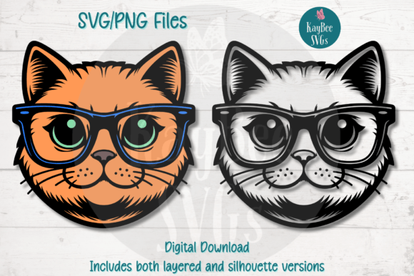 Download Nerdy Cat Face with Glasses - Premium Resources