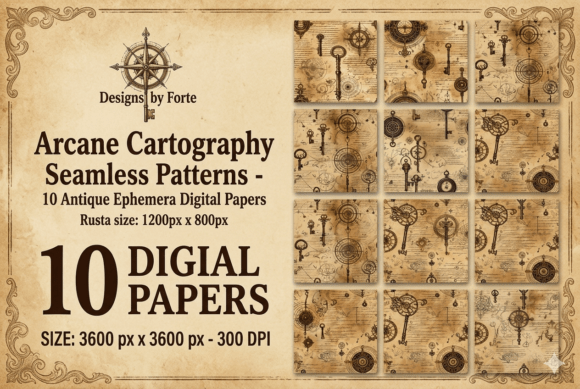 Download 10 Antique Ephemera Digital Papers - Ephemera Collection