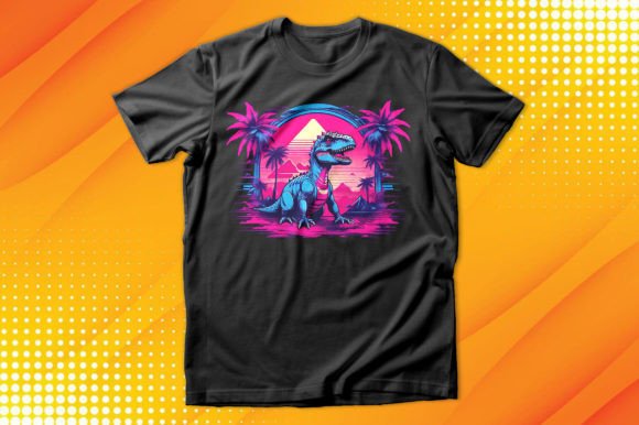 Download Retrowave Dinosaur Art T-shirt - Retro Collection