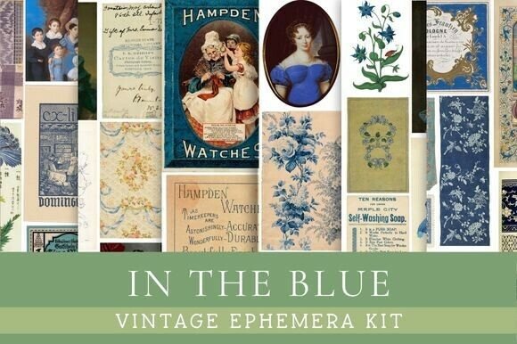 Download In the Blue Vintage Ephemera Kit - Ephemera Collection