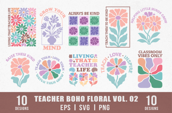Download Retro Quotes Flower Designs for Teachers - Retro Collection