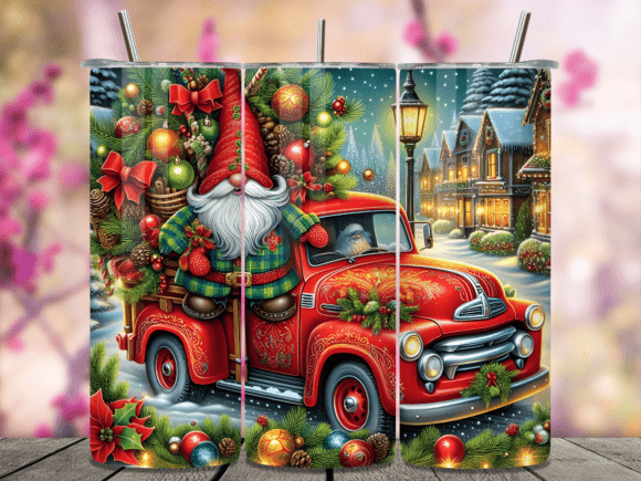 Download Red Truck Gnome Retro Holiday Tumbler - Retro Collection