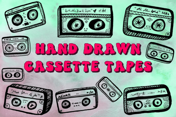 Download Retro Doodles: Hand Drawn Cassette Tapes - Retro Collection