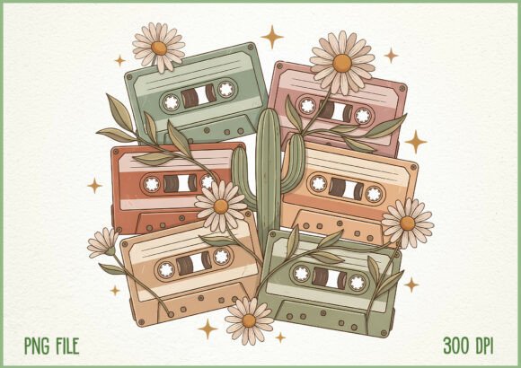 Download Retro Cassette Tape Floral Design - Retro Collection
