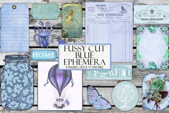 Download Vintage Blue Ephemera Kit - Ephemera Collection