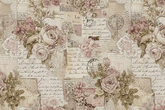 Download Lace &amp; Rose Vintage Ephemera Pattern - Ephemera Collection