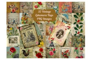 Download 32 Vintage Ephemera Tags Bundle - Ephemera Collection